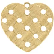 Pendente cuore traforato striato 19x20 mm - Acciaio inossidabile 304L dorato x1