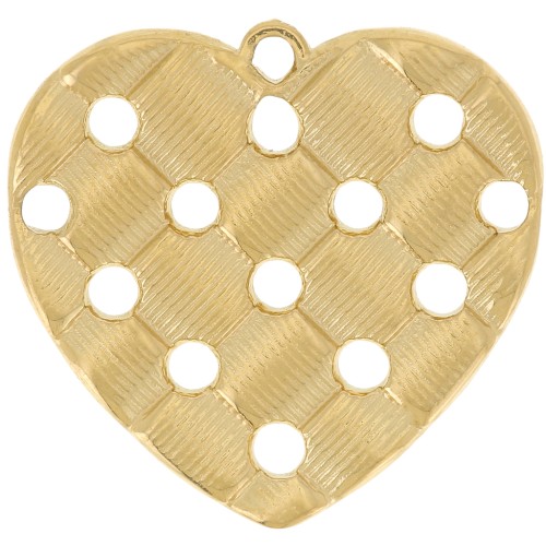 Pendente cuore traforato striato 19x20 mm - Acciaio inossidabile 304L dorato x1