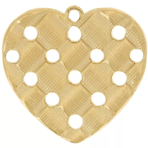 Pendente cuore traforato striato 19x20 mm - Acciaio inossidabile 304L dorato x1
