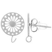 Orecchini a perno con rosetta traforata da 12 mm e anello aperto - Acciaio inossidabile 316L x2