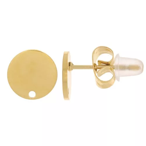 Orecchini tondi lisci 8 mm - Acciaio inossidabile 316L dorato x2