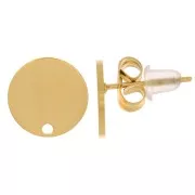 Orecchini perno rotondi lisci da 10 mm - Acciaio inossidabile 316L - Dorati x2