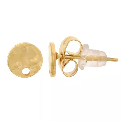 Orecchini tondi martellati da 6 mm con foro - Acciaio inossidabile 316L dorato x2