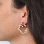 Orecchini tondi martellati da 6 mm con foro - Acciaio inossidabile 316L dorato x2