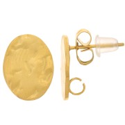 Orecchini ovali martellati 13x10mm - anello aperto - Acciaio inox316L dorato x2|raw }}
