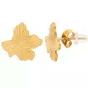 Orecchini a fiore 13x15 mm - anello aperto - Acciaio 316L dorato x2