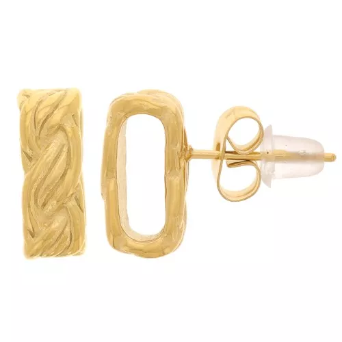 Orecchini perno12x5 mm a effetto intrecciato - Acciaio inossidabile 304L dorato x2