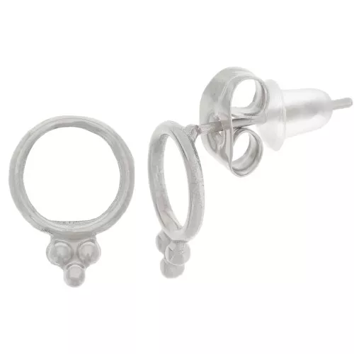 Orecchini perno cerchio cavo da 8 mm con palline - Acciaio inossidabile 316L x2