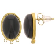 Orecchini perno ovali cabochon 14x10mm in acciaio inossidabile dorato 316L x2