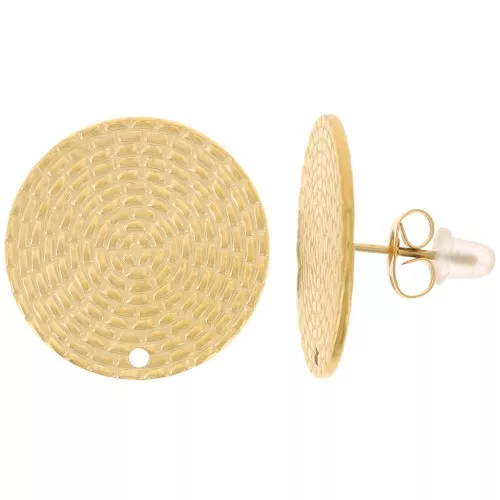 Orecchini rotondi strutturati 20 mm - Acciaio inossidabile 316L dorato x2