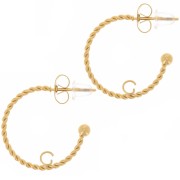 Orecchini aperti ritorti 20 mm con anello aperto - Acciaio inox 304L dorato x2