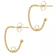 Orecchini a cerchio ovale ritorto 19x15 mm - anello aperto - acciaio inox 304L dorato x2