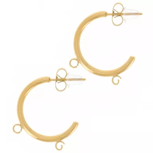 Orecchini aperto da 20 mm con 2 anelli aperti - Acciaio inox 304L dorato x2