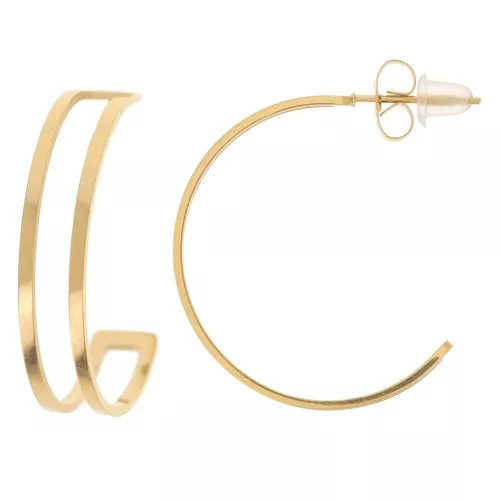 Orecchini per tessitura di perline 27 mm - Acciaio inox 316L Gold x2
