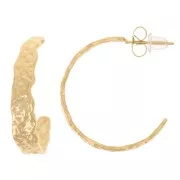 Orecchini irregolari martellati larghi 26 mm - Acciaio inossidabile 316L dorato x2