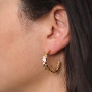 Orecchini irregolari martellati larghi 26 mm - Acciaio inossidabile 316L dorato x2