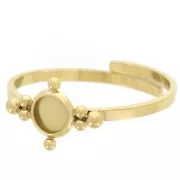 Anello sottile regolabile dalla misura T52 alla T58 con cabochon da 4 mm e palline, in acciaio inossidabile 304 Dorato