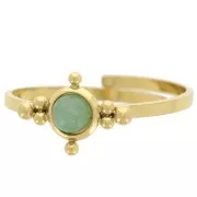 Anello sottile regolabile Cabochon da 4 mm e piccole sfere Acciaio inossidabile 316L Dorato