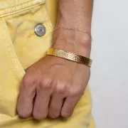 Bracciale ovale martellato - regolabile 10x160mm Acciaio inossidabile 316L dorato