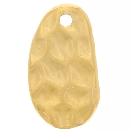Ciondolo ovale irregolare martellato 15x9 mm - Acciaio inox 316L dorato x1