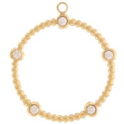 Pendenti rotondi con sfere e ossidi di zirconio 22mm-Acciaio inox 316L dorato x2