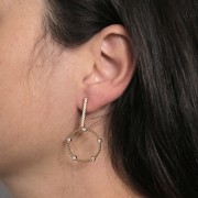 Pendenti rotondi con sfere e ossidi di zirconio 22mm-Acciaio inox 316L dorato x2