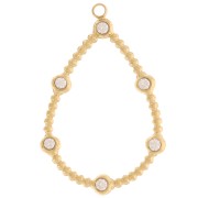 Pendente piccole sfere e ossidi di zirconio 30x20mm in acciaio inox 316L dorato x2