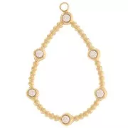 Pendente piccole sfere e ossidi di zirconio 30x20mm in acciaio inox 316L dorato x2