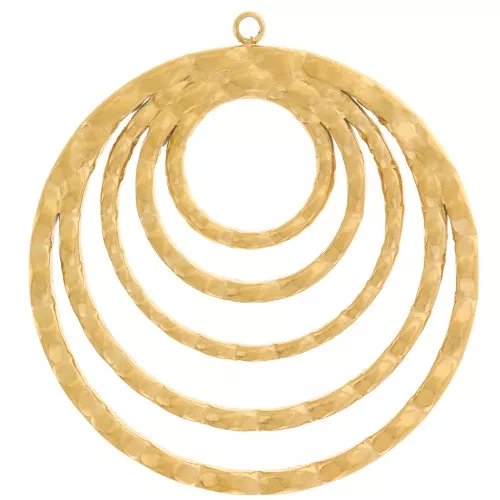 Pendenti cerchio traforato da 33 mm - Acciaio inossidabile 316L dorato x2