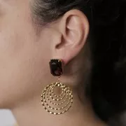 Pendenti cerchio traforato da 33 mm - Acciaio inossidabile 316L dorato x2