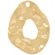 Pendenti goccia irregolare martellato 31x25mm - Acciaio inox 316L dorato x2
