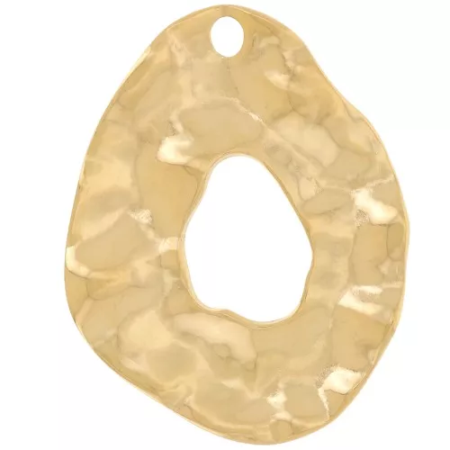 Pendenti goccia irregolare martellato 31x25mm - Acciaio inox 316L dorato x2