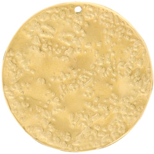 Pendente rotondo martellato 25,5 mm - Acciaio inossidabile 316L dorato x1