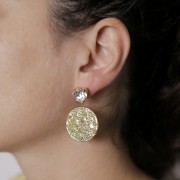 Pendente rotondo martellato 25,5 mm - Acciaio inossidabile 316L dorato x1