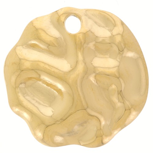 Petondo irregolare Pendente martellato da 19mm - Acciaio inox dorato 304L x1