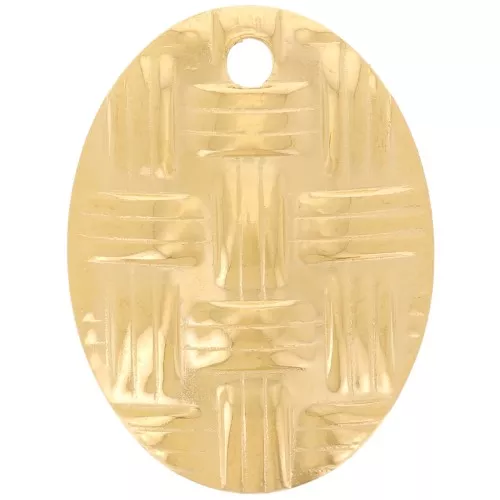 Pendente ovale curvo 20x15 mm intrecciato - Acciaio inossidabile 304L dorato x1
