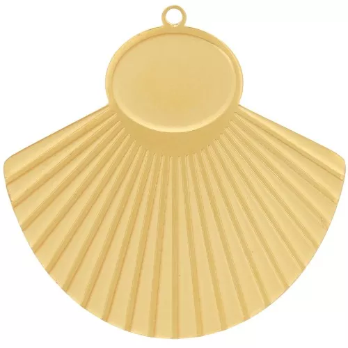 Pendente etnico plissettato di 27x28 mm per cabochon di 10x8mm Acciaio inox 316L