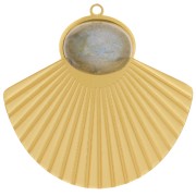 Pendente etnico plissettato di 27x28 mm per cabochon di 10x8mm Acciaio inox 316L