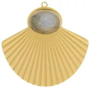 Pendente etnico plissettato di 27x28 mm per cabochon di 10x8mm Acciaio inox 316L