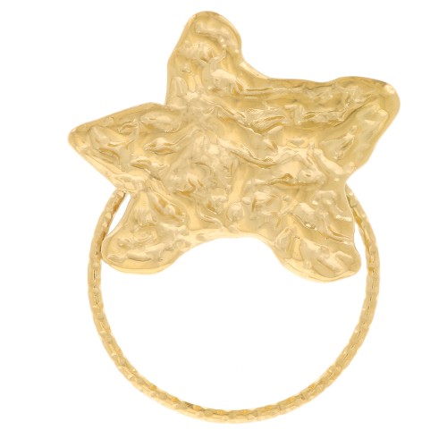 Pendente destella marina e diamante martellato 29x23mm - Acciaio inox 304L dorato