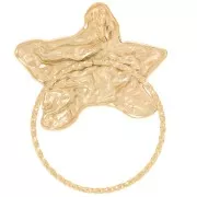 Pendente destella marina e diamante martellato 29x23mm - Acciaio inox 304L dorato