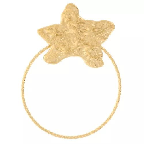 Pendente stella marina con cerchio diamantato 40x30mm -Acciaio inox 304L dorato