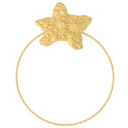 Pendente stella marina e diamante martellato 50x40mm - Acciaio inox 304L dorato|raw }}