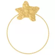 Pendente stella marina e diamante martellato 50x40mm - Acciaio inox 304L dorato