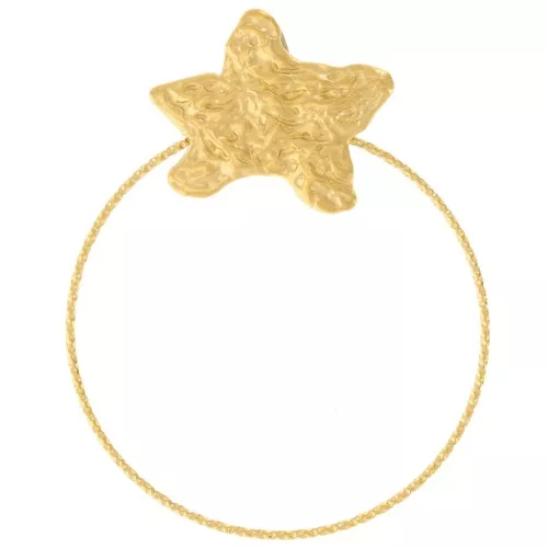 Pendente stella marina e diamante martellato 50x40mm - Acciaio inox 304L dorato