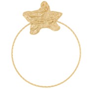 Pendente stella marina e diamante martellato 50x40mm - Acciaio inox 304L dorato