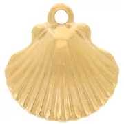 Ciondolo conchiglia 16x15 mm - Acciaio inossidabile 304 dorato x1