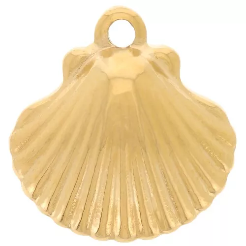 Ciondolo conchiglia 16x15 mm - Acciaio inossidabile 304 dorato x1