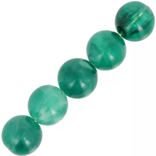 Perle di resina trasparente 6 mm - Verde bottiglia marmorizzato x20