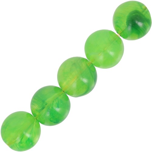 Perle di resina trasparente 6 mm - Verde marmorizzato x20